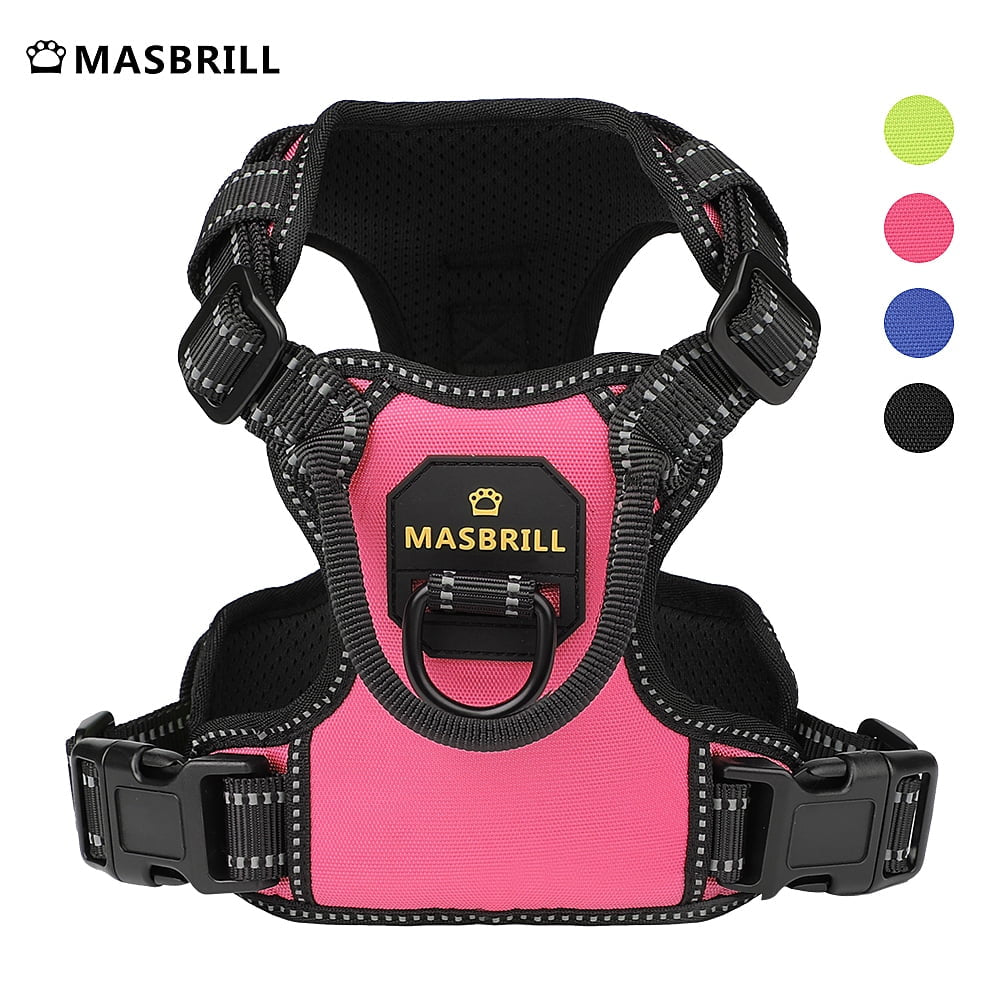 Reflective Dog Harness No Pull Dog Vest Harness with Handle, Breathable Padded Dog Chest Harness Adjustable for Small Dog-Pink