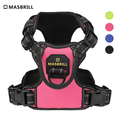 Reflective Dog Harness No Pull Dog Vest Harness with Handle, Breathable Padded Dog Chest Harness Adjustable for Small Dog-Pink