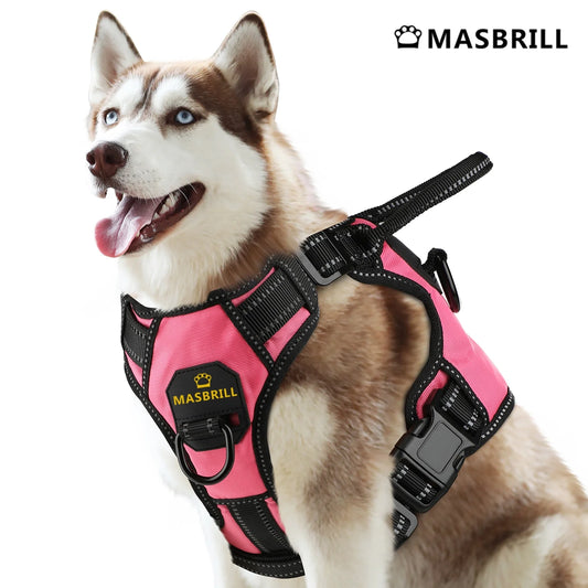 Reflective Dog Harness No Pull Dog Vest Harness with Handle, Breathable Padded Dog Chest Harness Adjustable for Small Dog-Pink