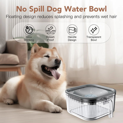2.5L Dog Water Bowl No Spill, Spill Proof Handheld Dog Bowl for Slow Drinking, anti Splash No Mess Transparent Pet Water Feeder, Vehicle Carried Portable Travel Bowl for Sloppy Messy Drinkers