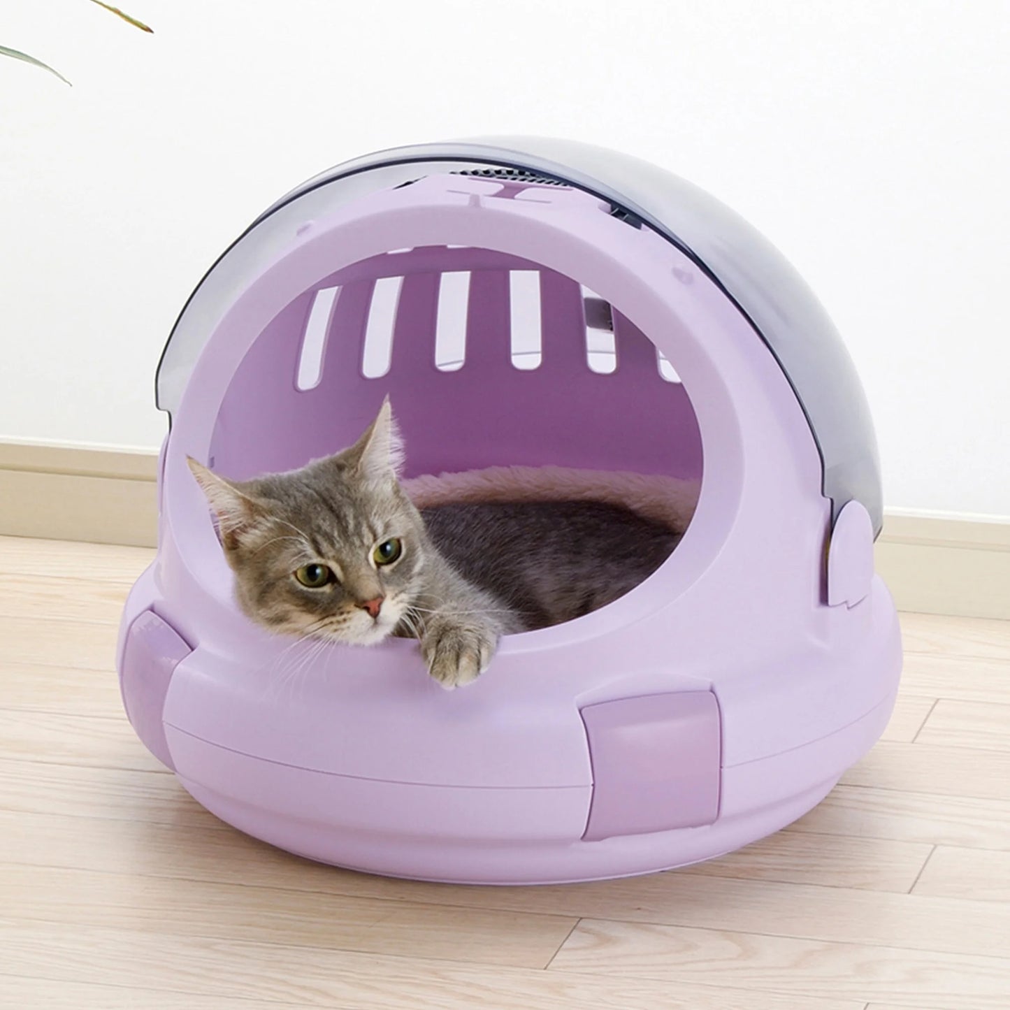 Space Capsule Travel Pet Carrier & Bed in Lavender, Functional for Small Dogs/Cats