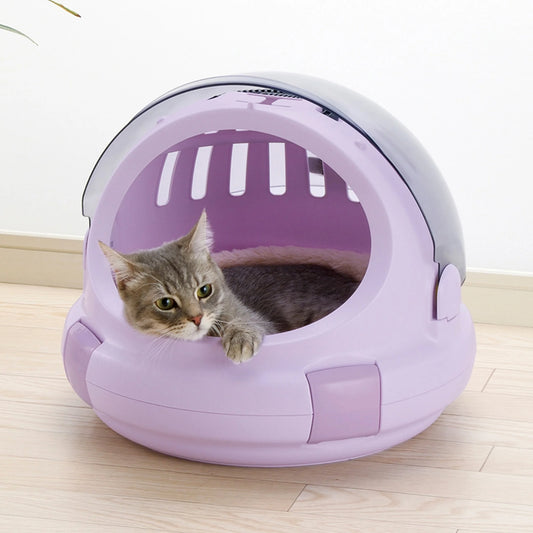 Space Capsule Travel Pet Carrier & Bed in Lavender, Functional for Small Dogs/Cats
