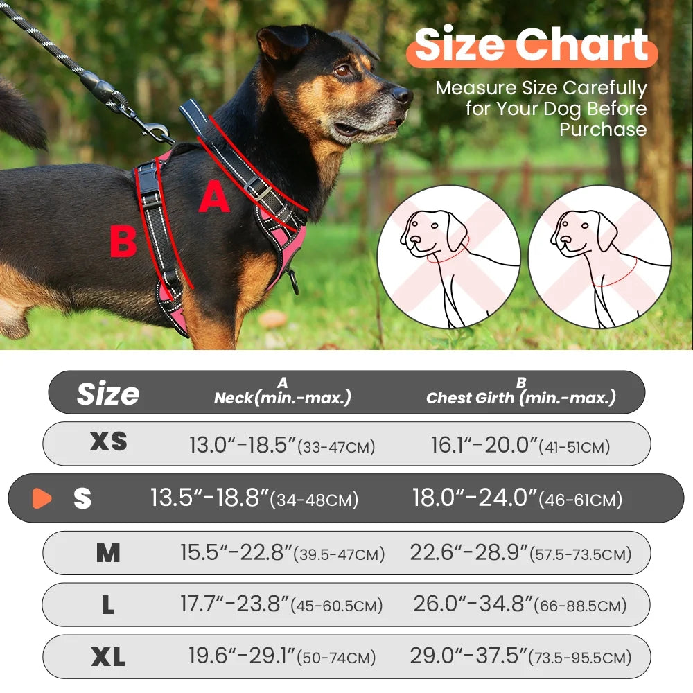 Reflective Dog Harness No Pull Dog Vest Harness with Handle, Breathable Padded Dog Chest Harness Adjustable for Small Dog-Pink