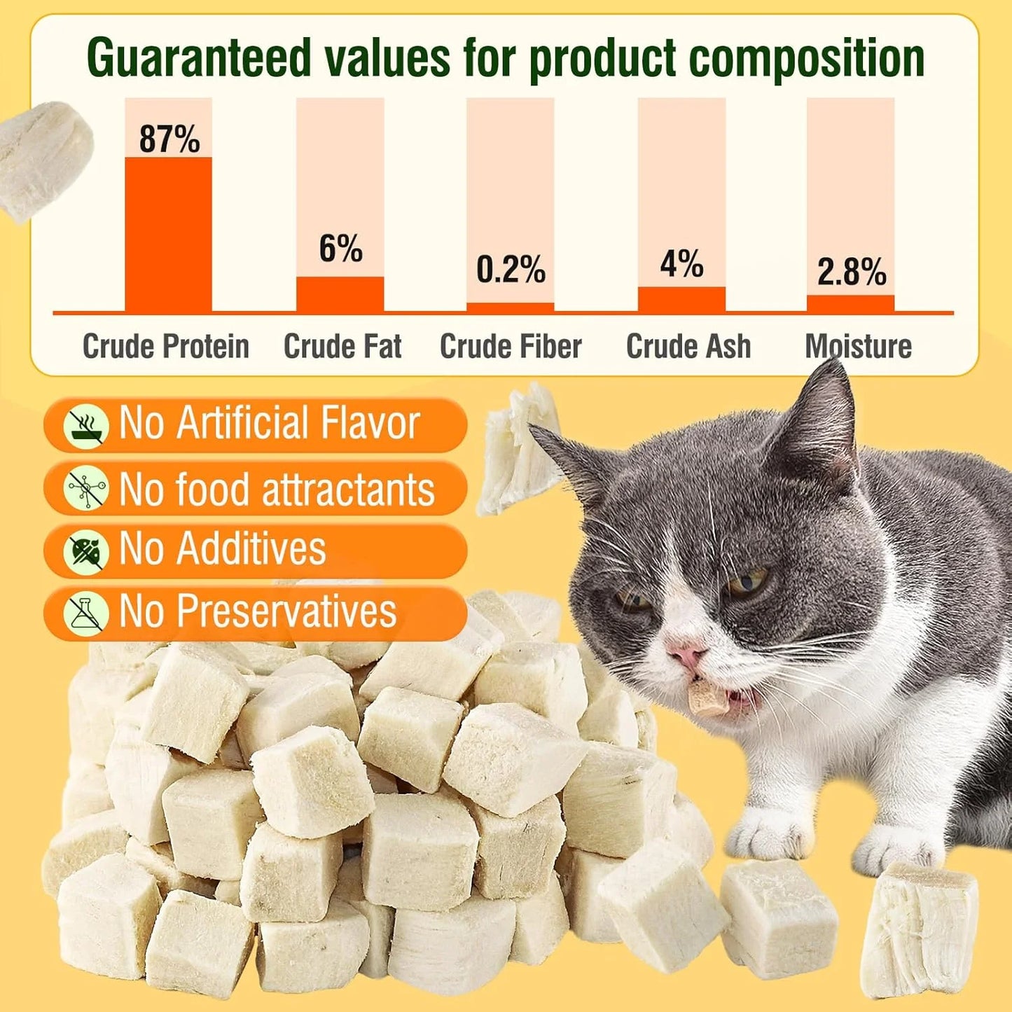 100G Freeze-Dried Chicken Cat & Dog Treats - Crunchy Chicken Snacks for Cats, Natural Pet Training Rewards