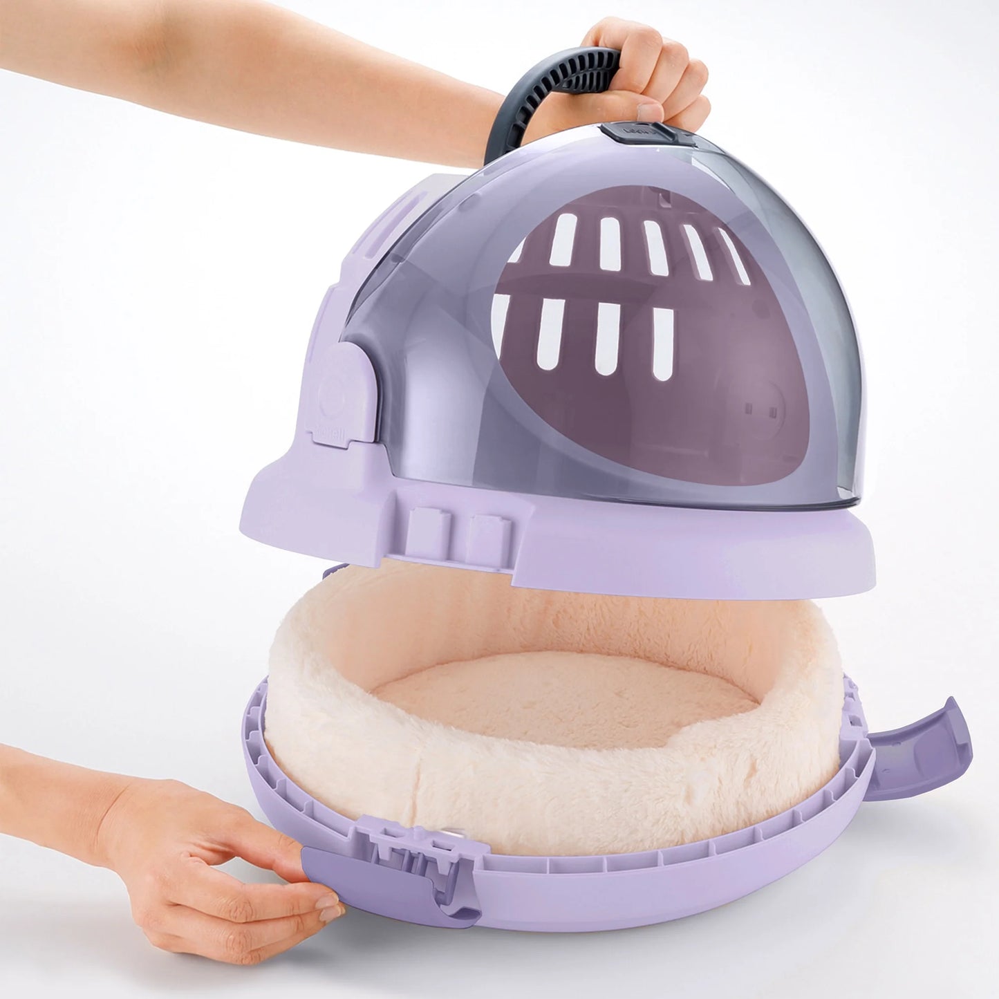 Space Capsule Travel Pet Carrier & Bed in Lavender, Functional for Small Dogs/Cats