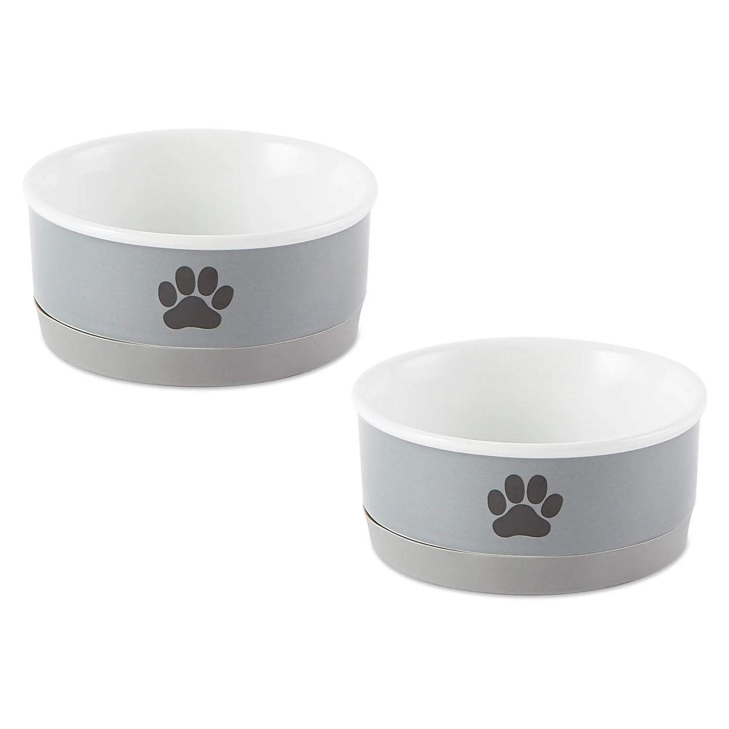 Ceramic Pet Bowls, Dishwasher Safe, Small Bowl Set, 4.25X2", Gray/Black, 2 Count
