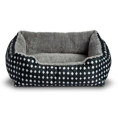 Dog Bed, Cat Bed, Puppy Bed, Plush Cuddle Bed for Small Breeds, 19" X 15",Black & White Diamonds